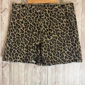 Risen Animal Print High-Rise Denim Shorts